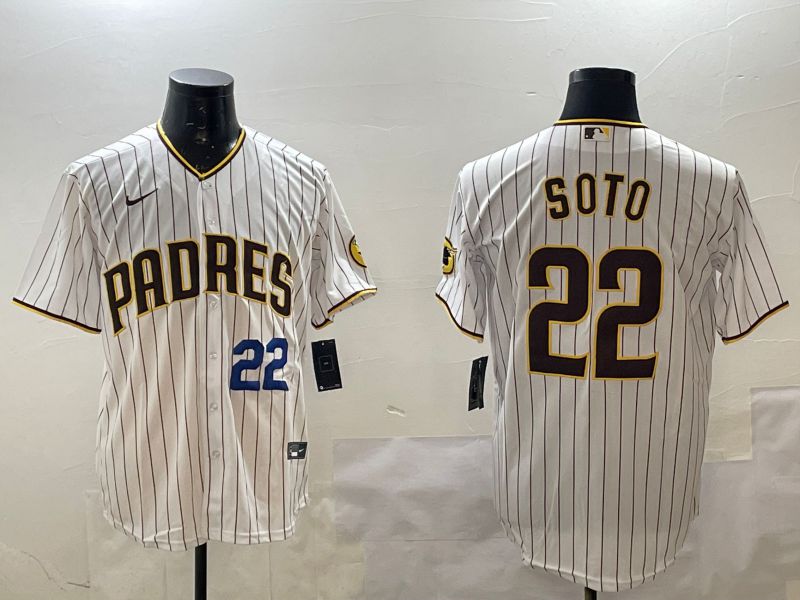 Men San Diego Padres #22 Soto White Stripe Game 2025 Nike MLB Jersey style 3